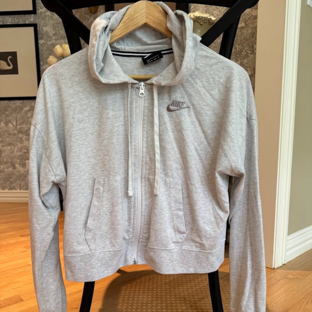 Nike thin cropped hooded sweatshirt XS Gray